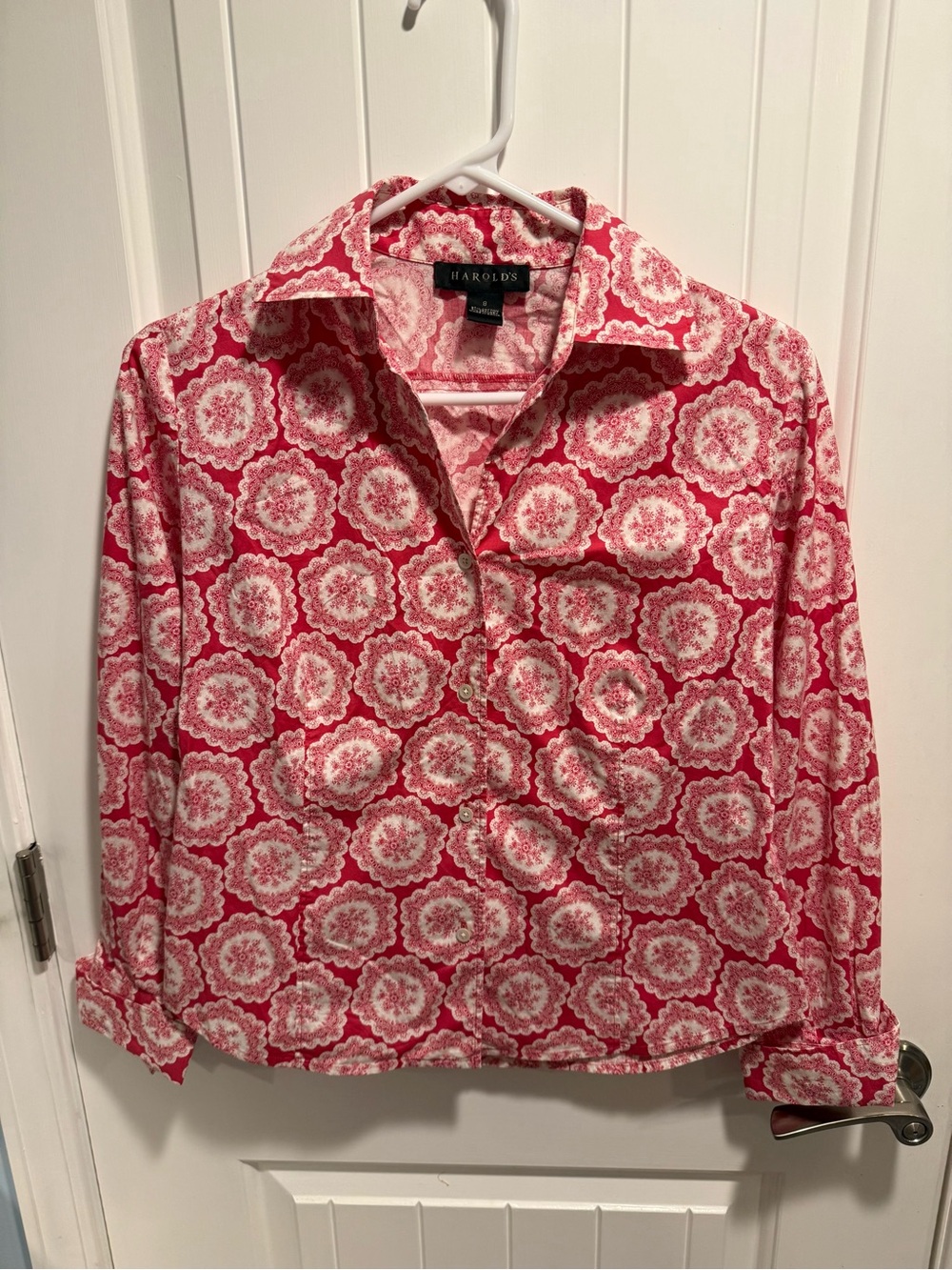Harold's Dark Pink Button-Down, Women's Sz 8